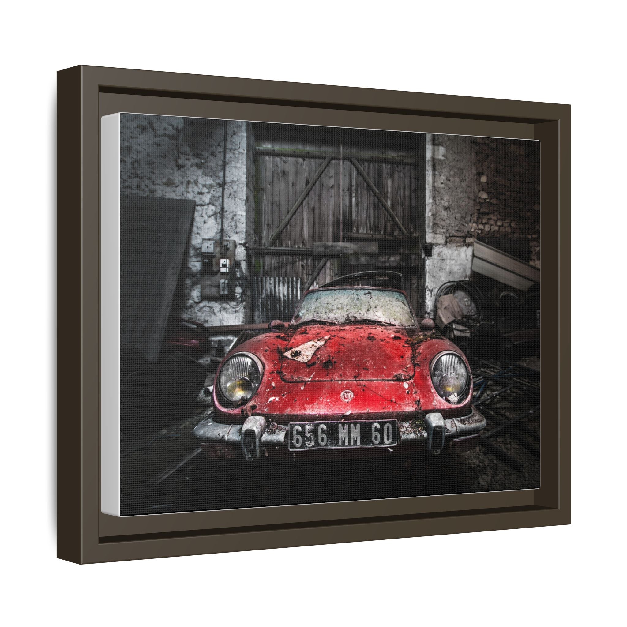 Vintage Red Sports Car Matte Canvas Art — Framed Automotive Wall Decor