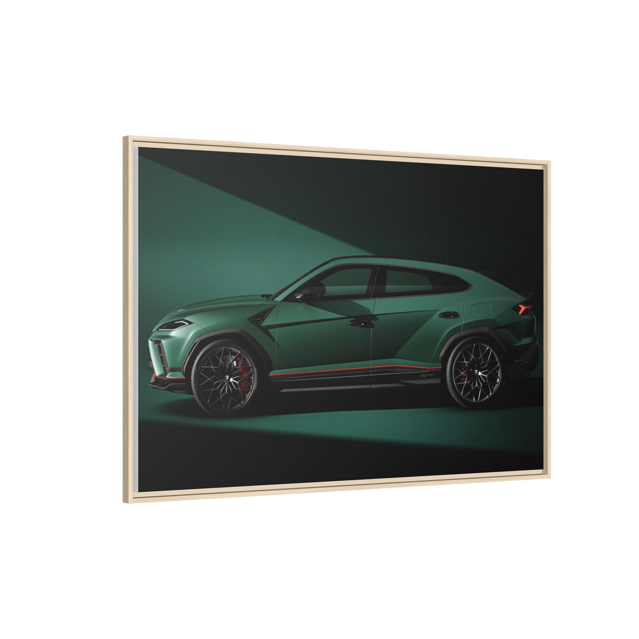 Framed Matte Canvas Print — Emerald Sports SUV Wall Art