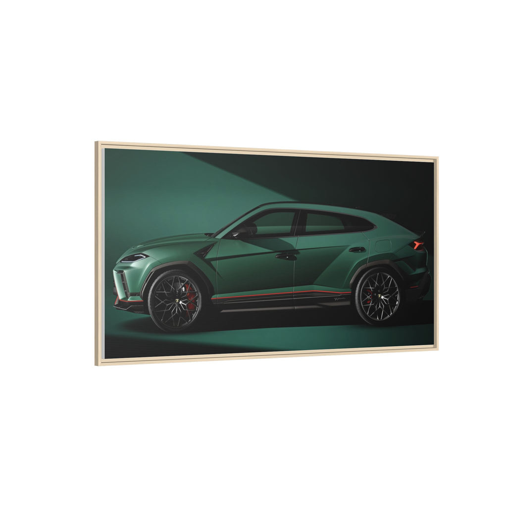 Framed Matte Canvas Print — Emerald Sports SUV Wall Art