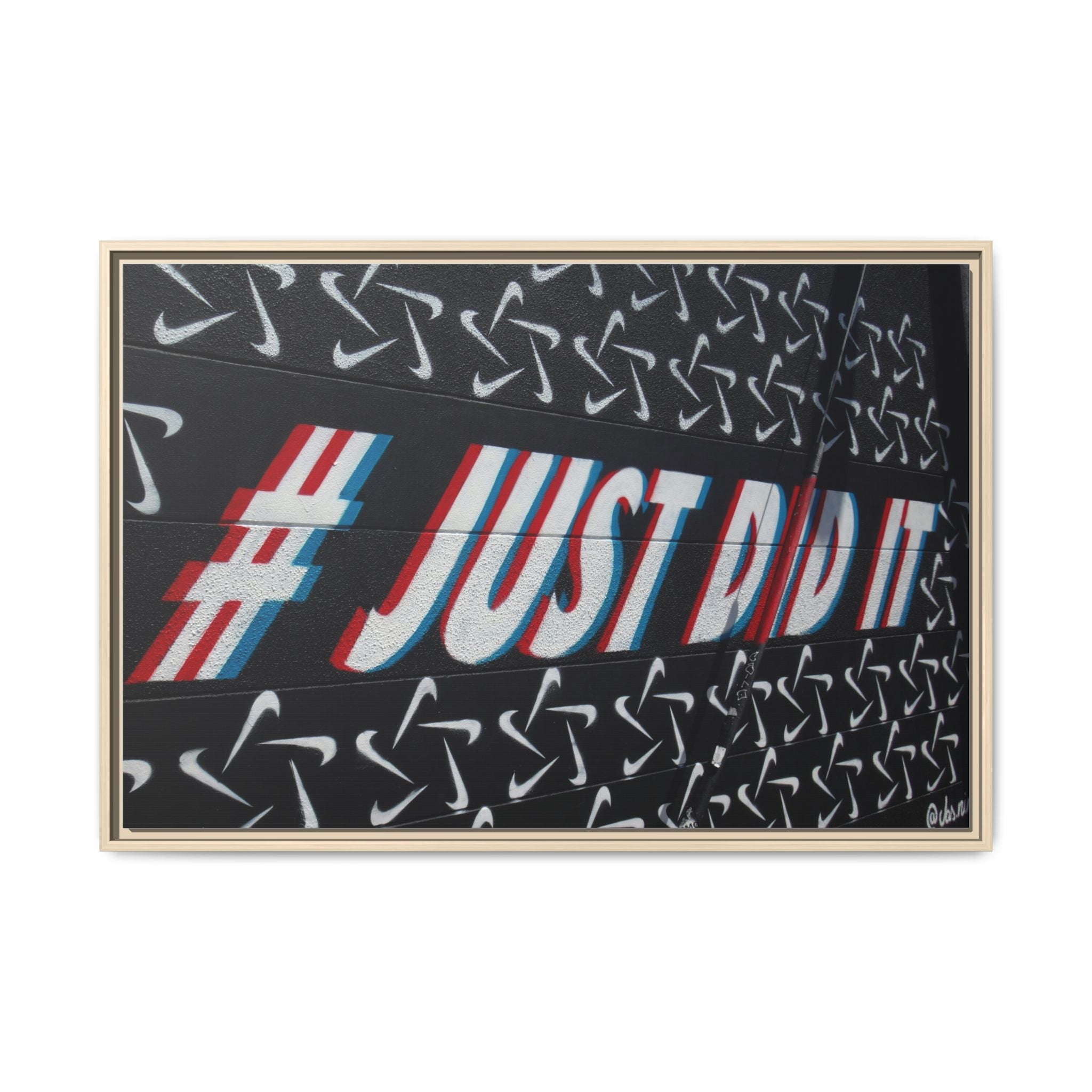 Framed Matte Canvas “#JUST DID IT” Street Art Print