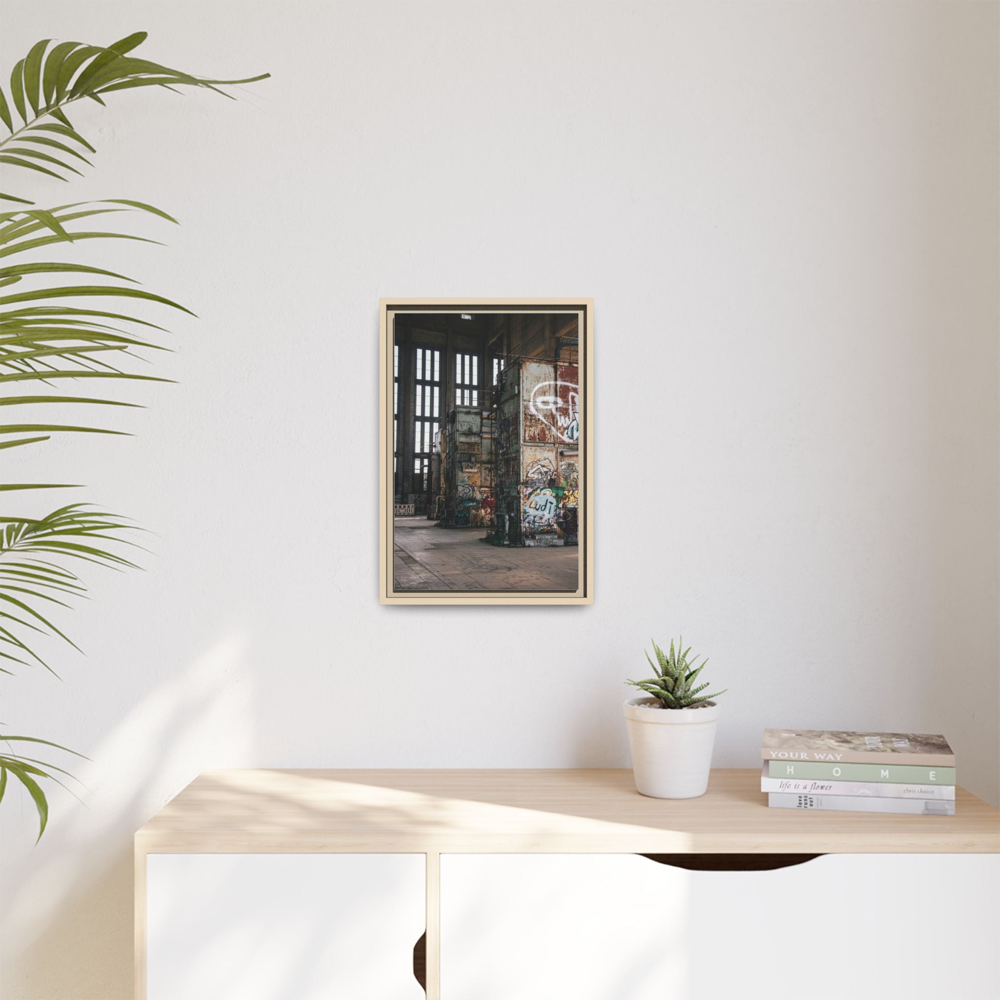 Urban Graffiti Ruins Matte Framed Canvas
