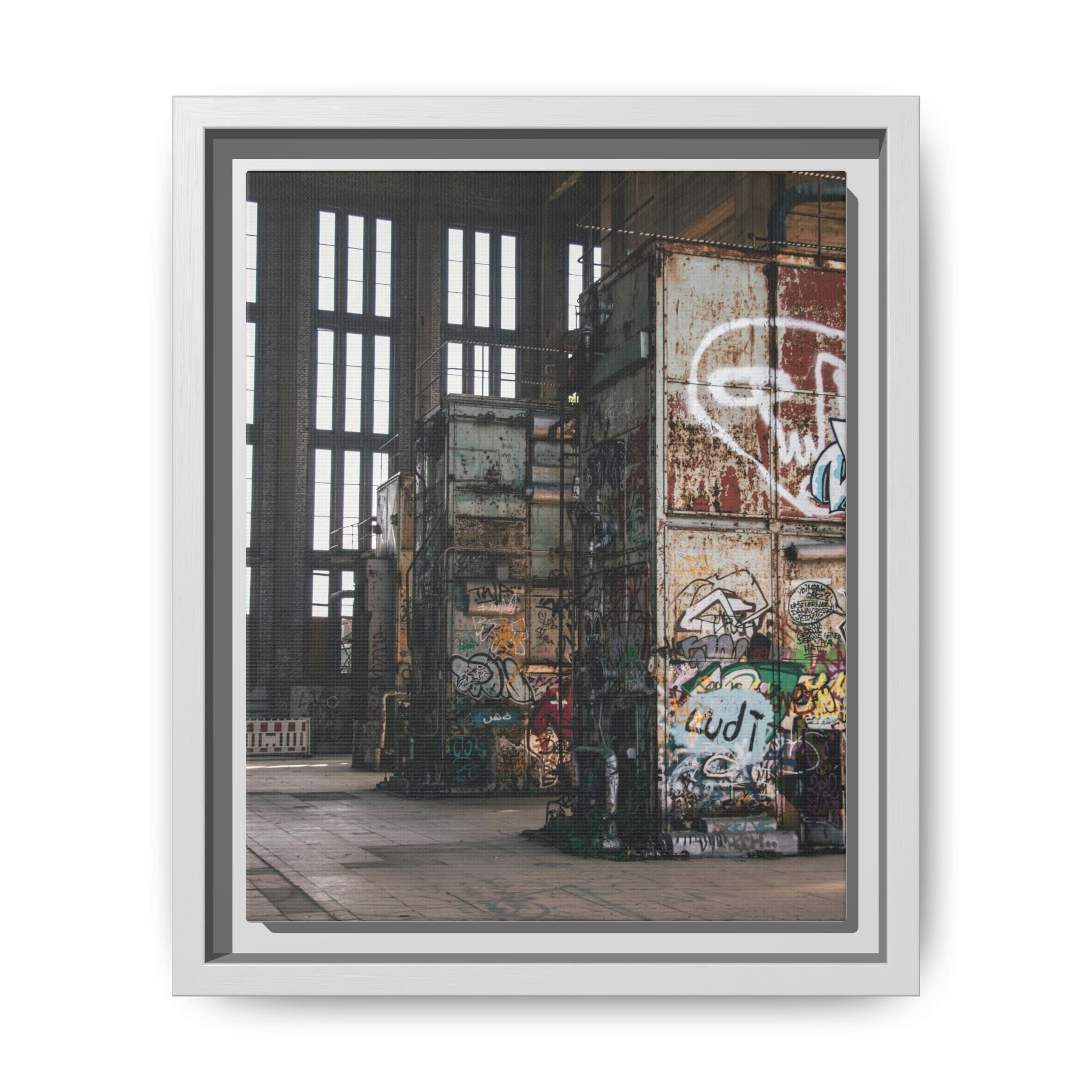 Urban Graffiti Ruins Matte Framed Canvas