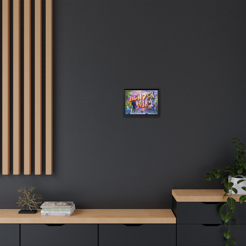 Graffiti Street Art Matte Canvas Framed Print — 'Render Hub' Urban Wall Decor