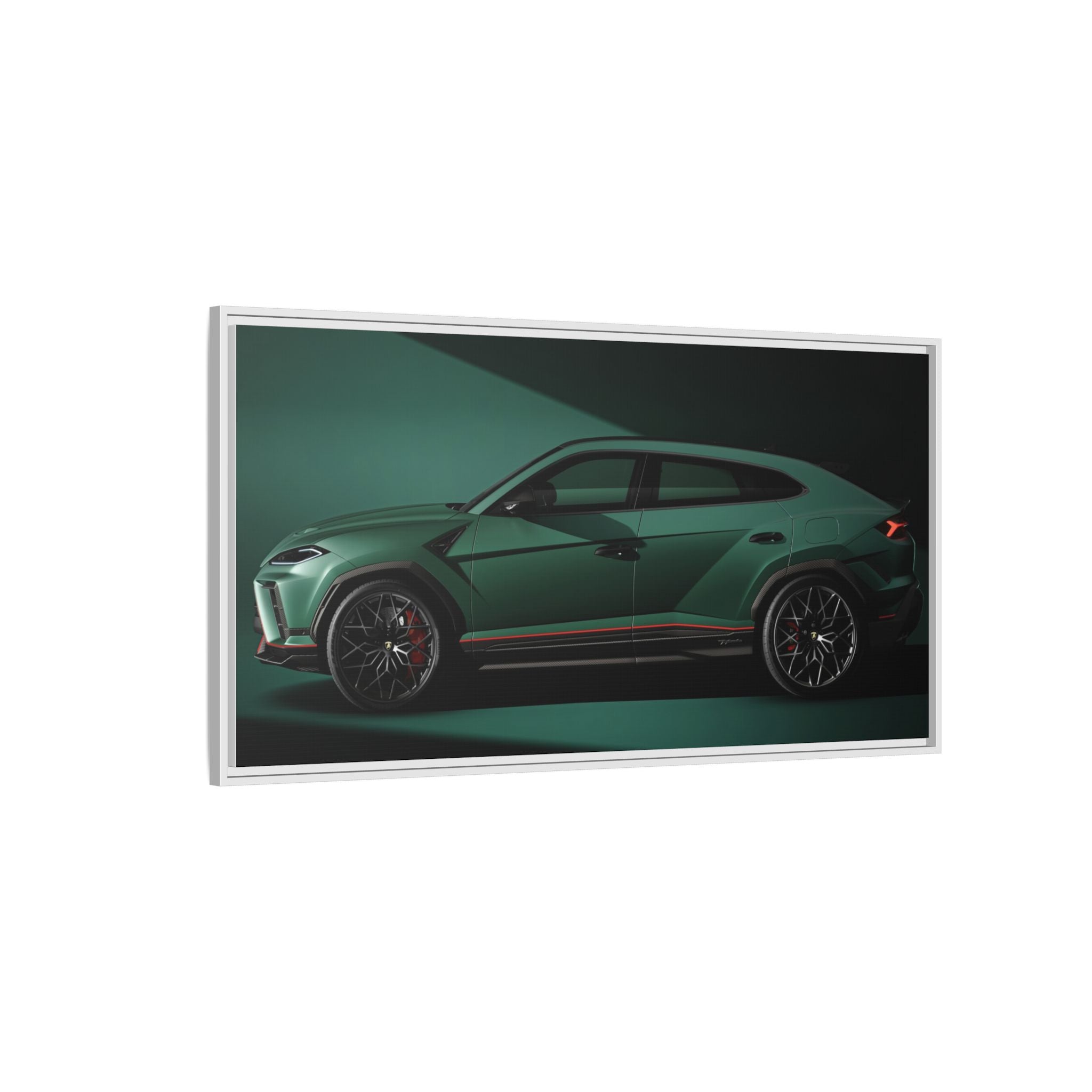 Framed Matte Canvas Print — Emerald Sports SUV Wall Art