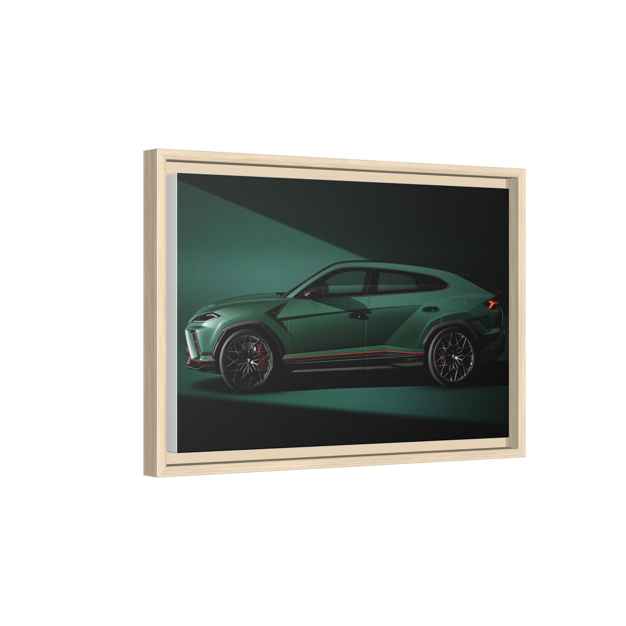 Framed Matte Canvas Print — Emerald Sports SUV Wall Art