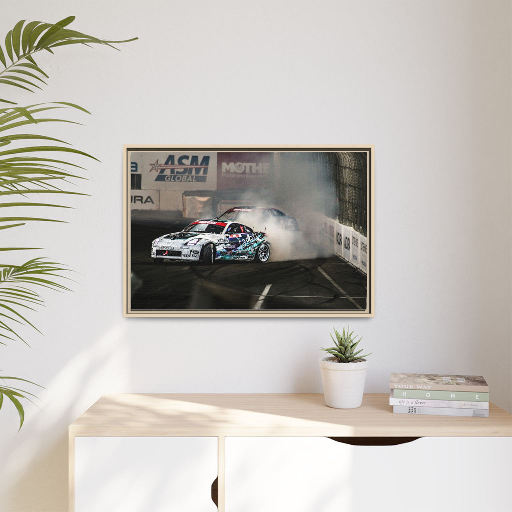 Drift Racing Canvas Print — Framed Matte Automotive Wall Art