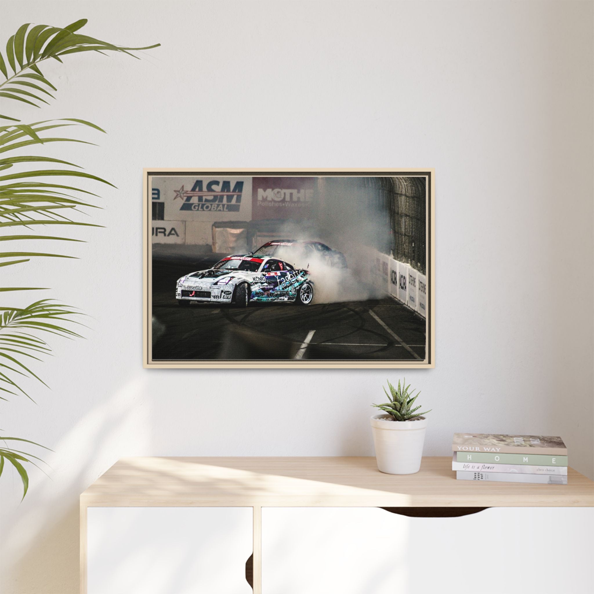 Drift Racing Canvas Print — Framed Matte Automotive Wall Art