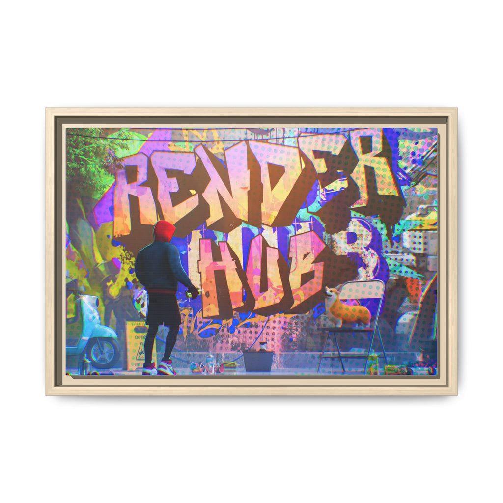 Graffiti Street Art Matte Canvas Framed Print — 'Render Hub' Urban Wall Decor
