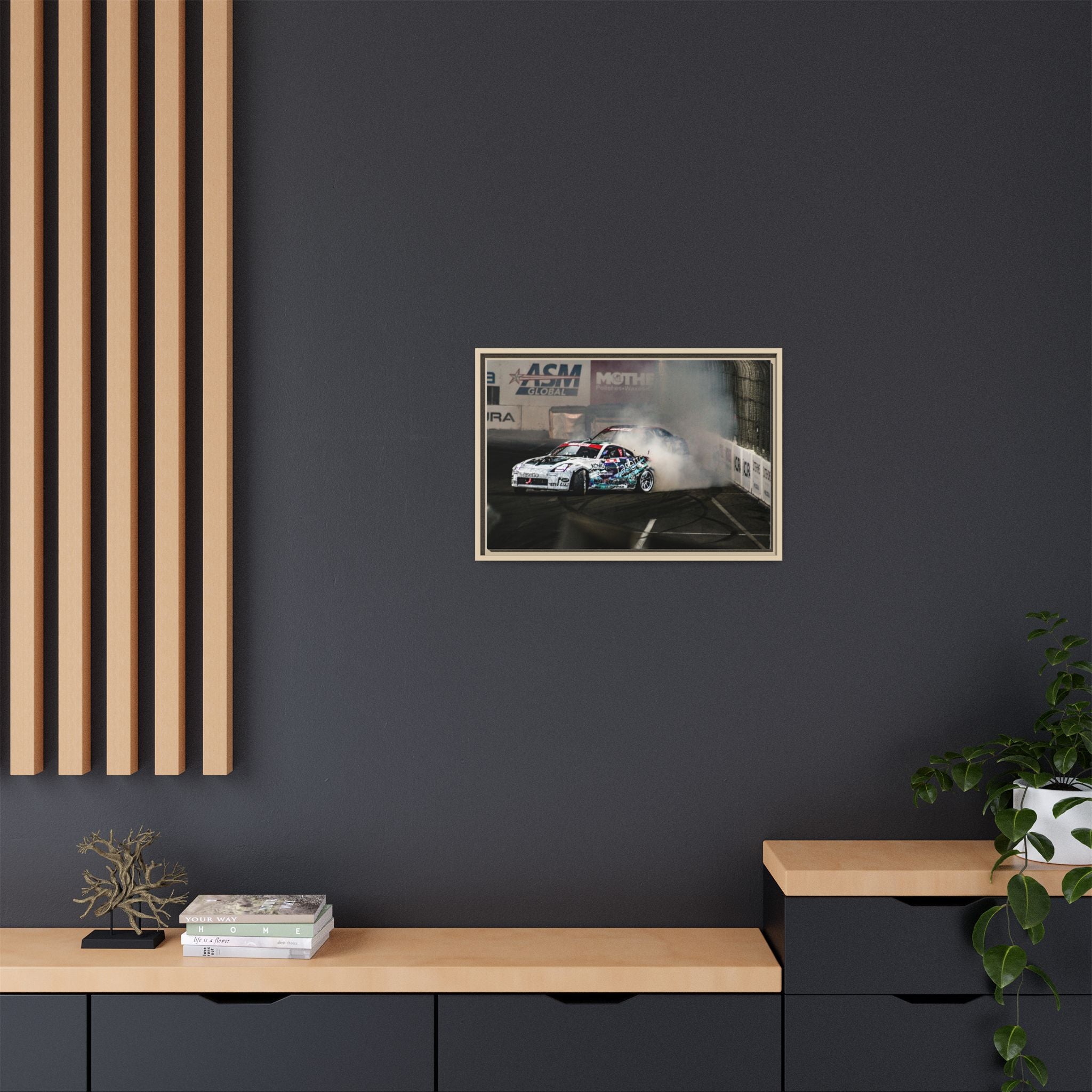 Drift Racing Canvas Print — Framed Matte Automotive Wall Art