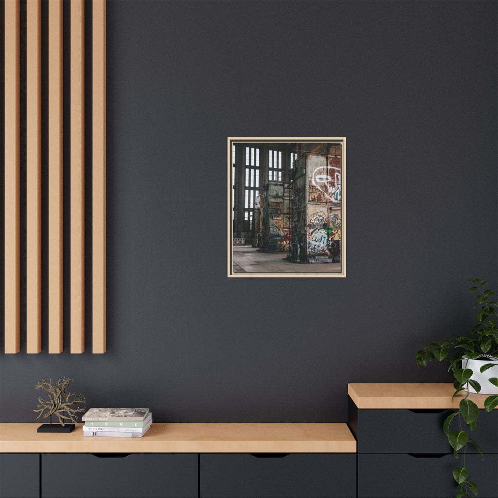 Urban Graffiti Ruins Matte Framed Canvas