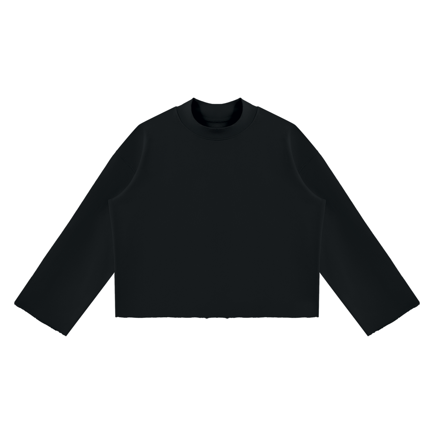 Unisex Mock Neck Raw Edge Boxy Sweatshirt