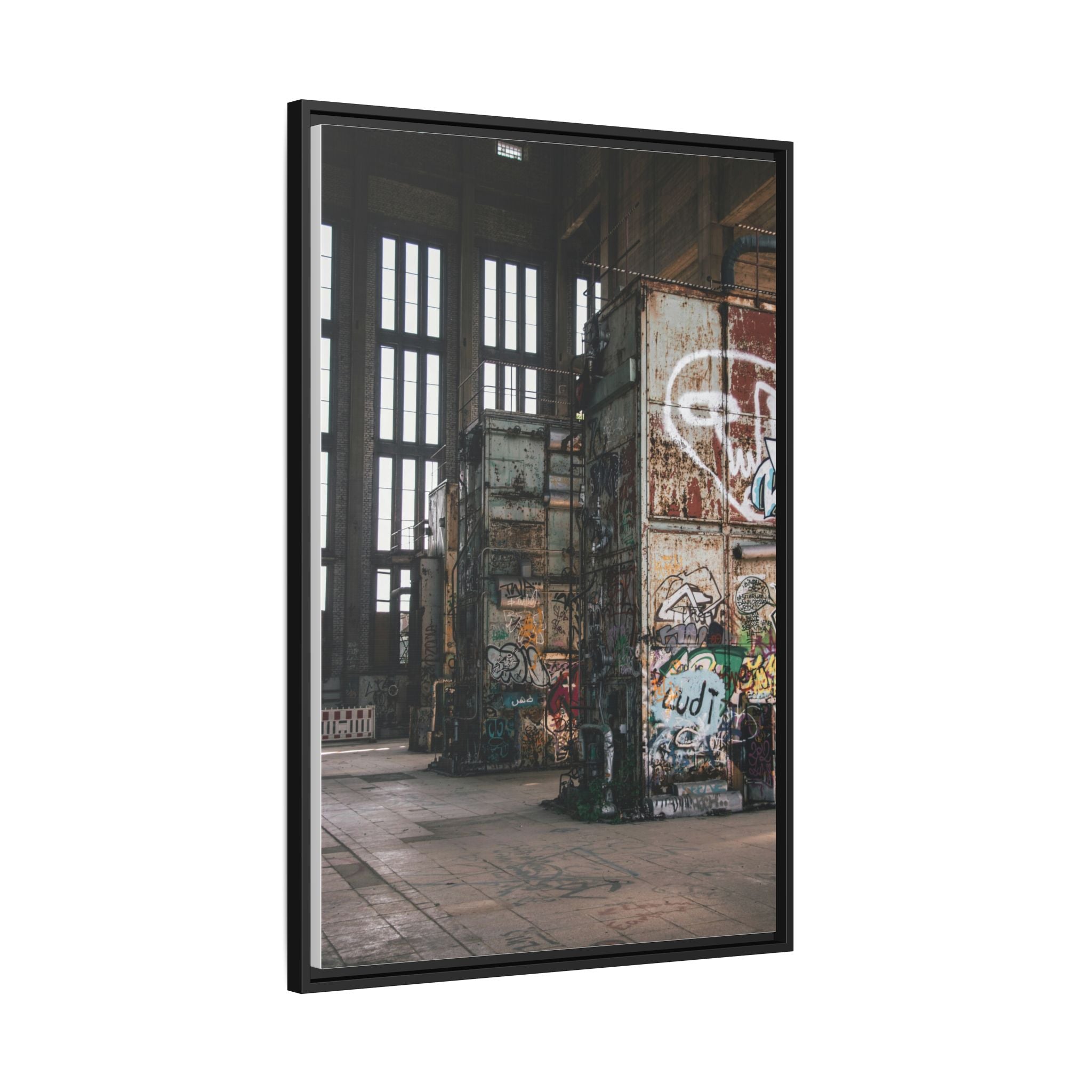Urban Graffiti Ruins Matte Framed Canvas