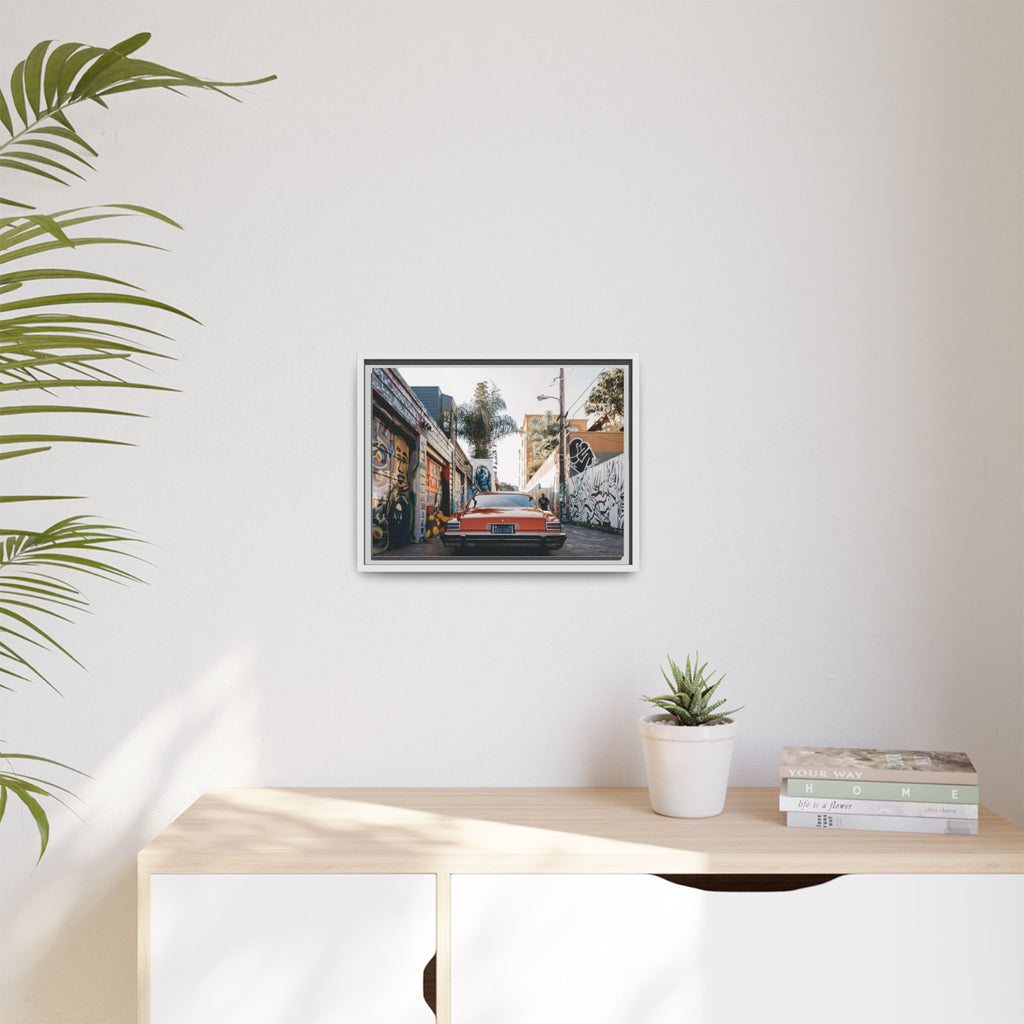 Vintage Chevrolet in Graffiti Alley — Framed Matte Canvas Wall Art
