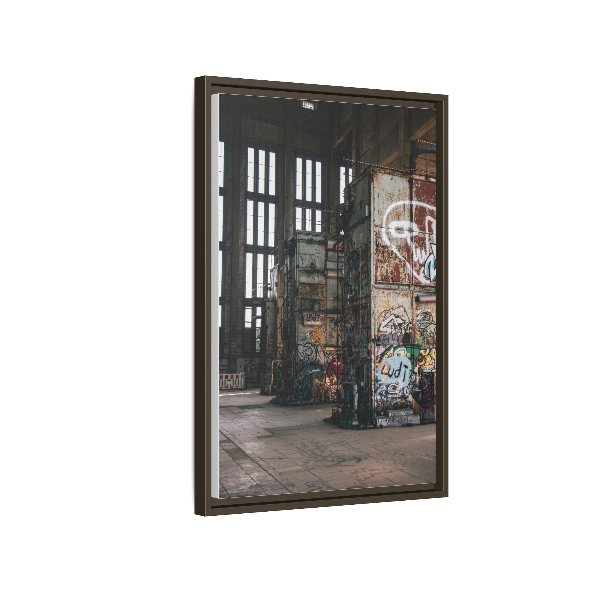 Urban Graffiti Ruins Matte Framed Canvas