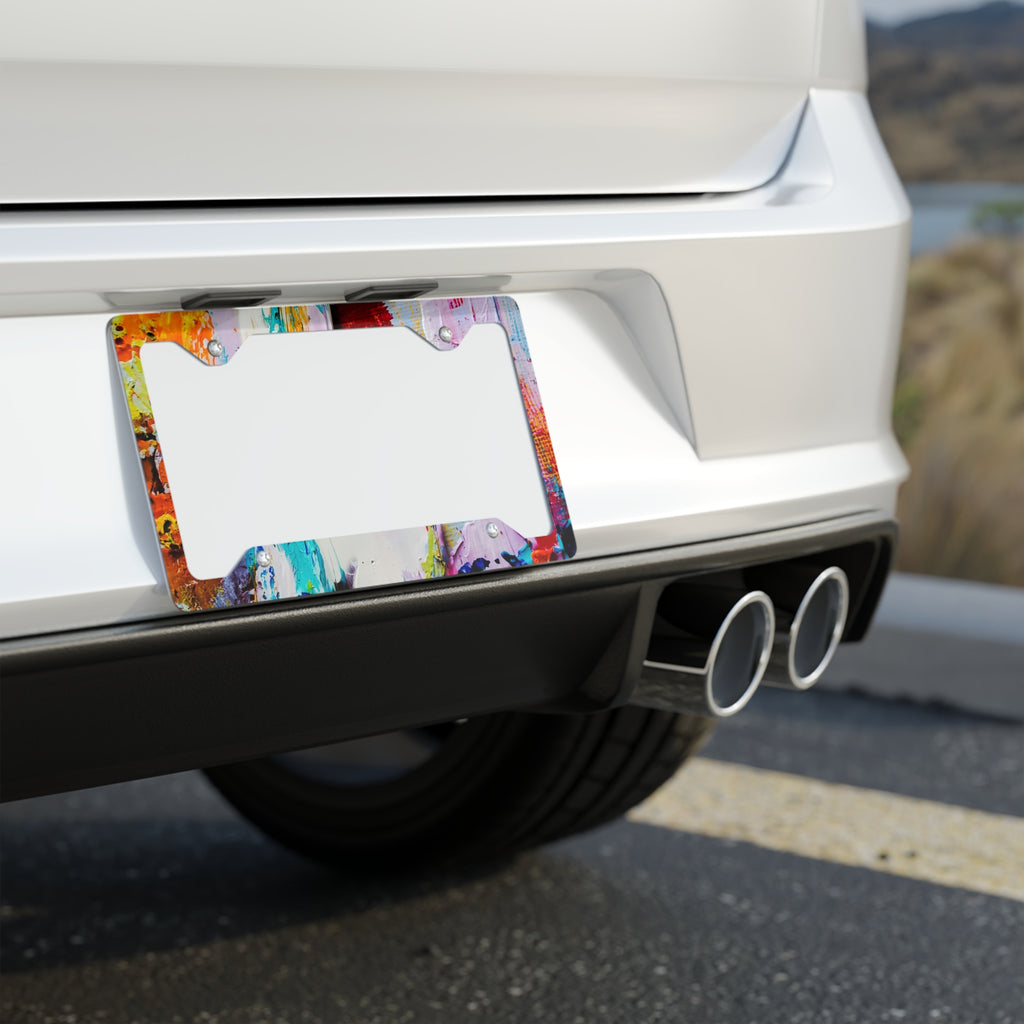 Abstract Paint Splash Metal License Plate Frame