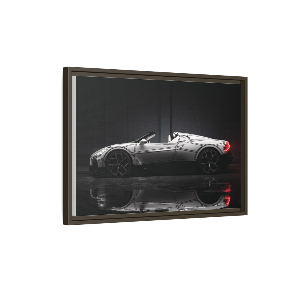 Framed Matte Canvas: Sleek Sports Car Reflection Wall Art