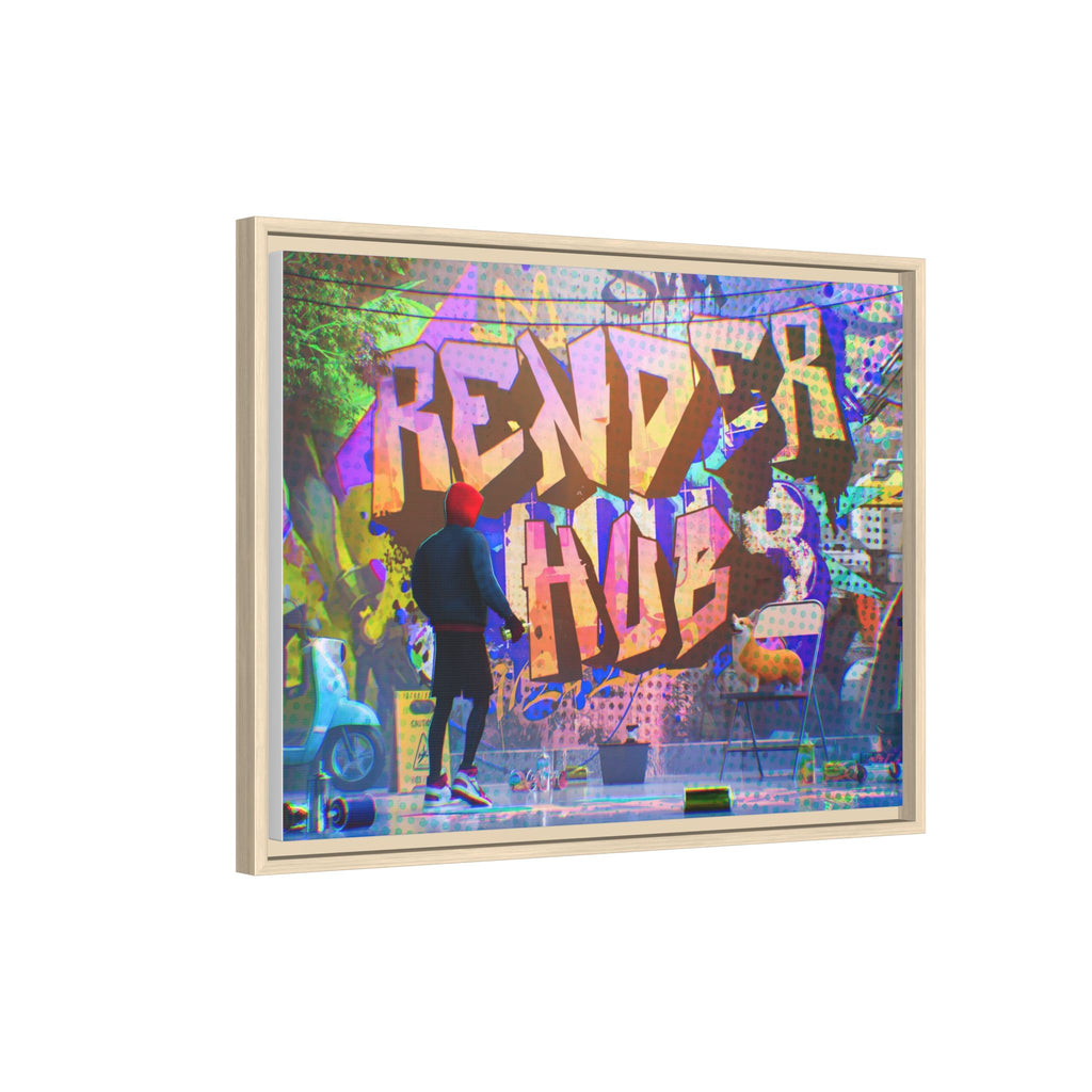 Graffiti Street Art Matte Canvas Framed Print — 'Render Hub' Urban Wall Decor