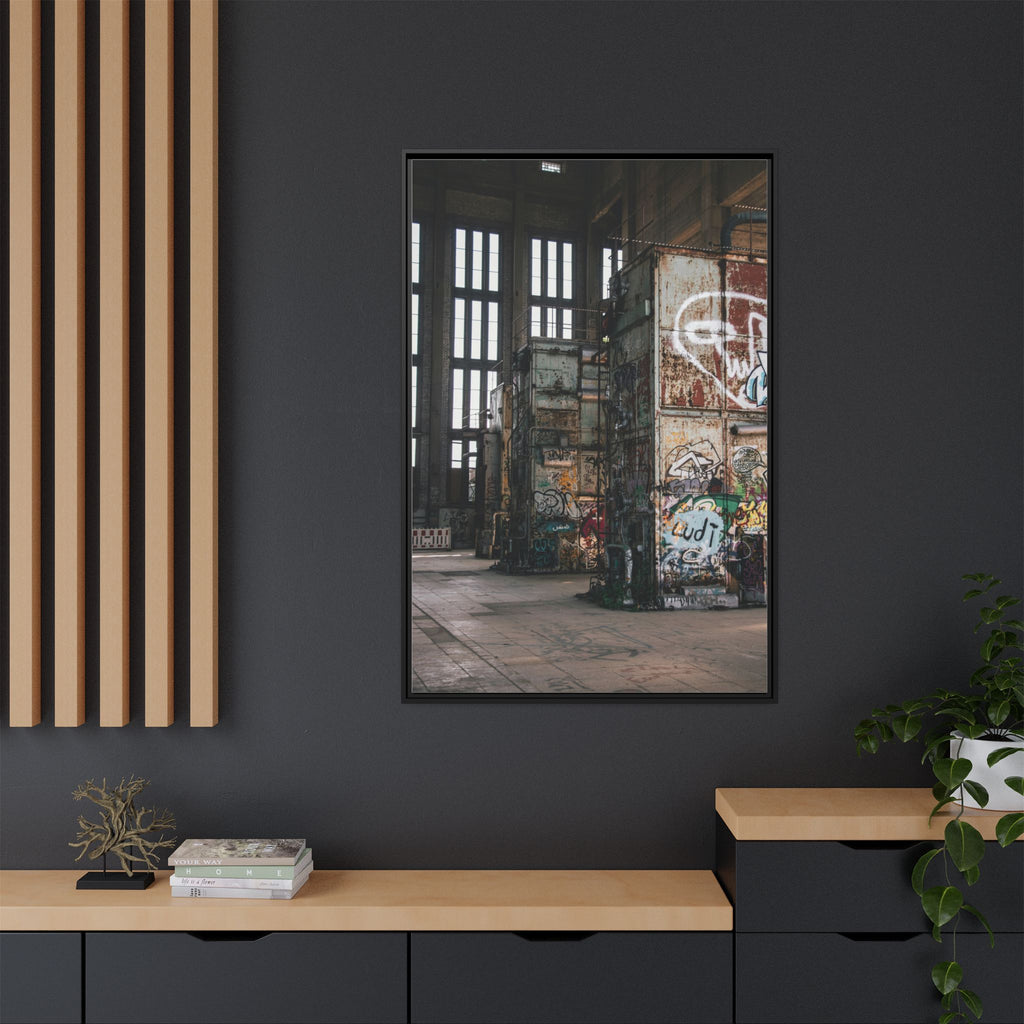 Urban Graffiti Ruins Matte Framed Canvas