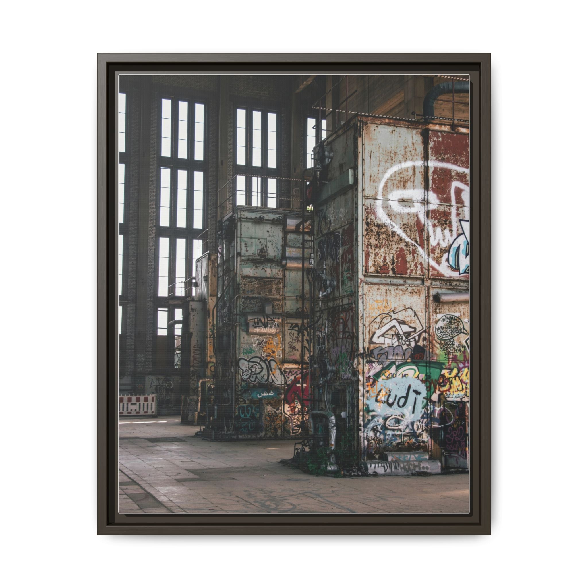 Urban Graffiti Ruins Matte Framed Canvas