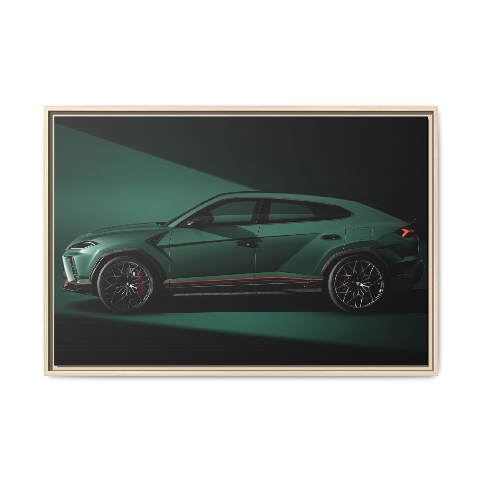 Framed Matte Canvas Print — Emerald Sports SUV Wall Art