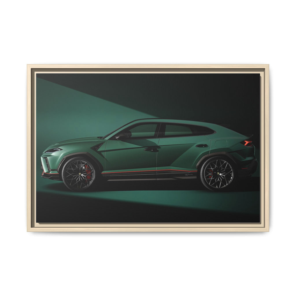 Framed Matte Canvas Print — Emerald Sports SUV Wall Art