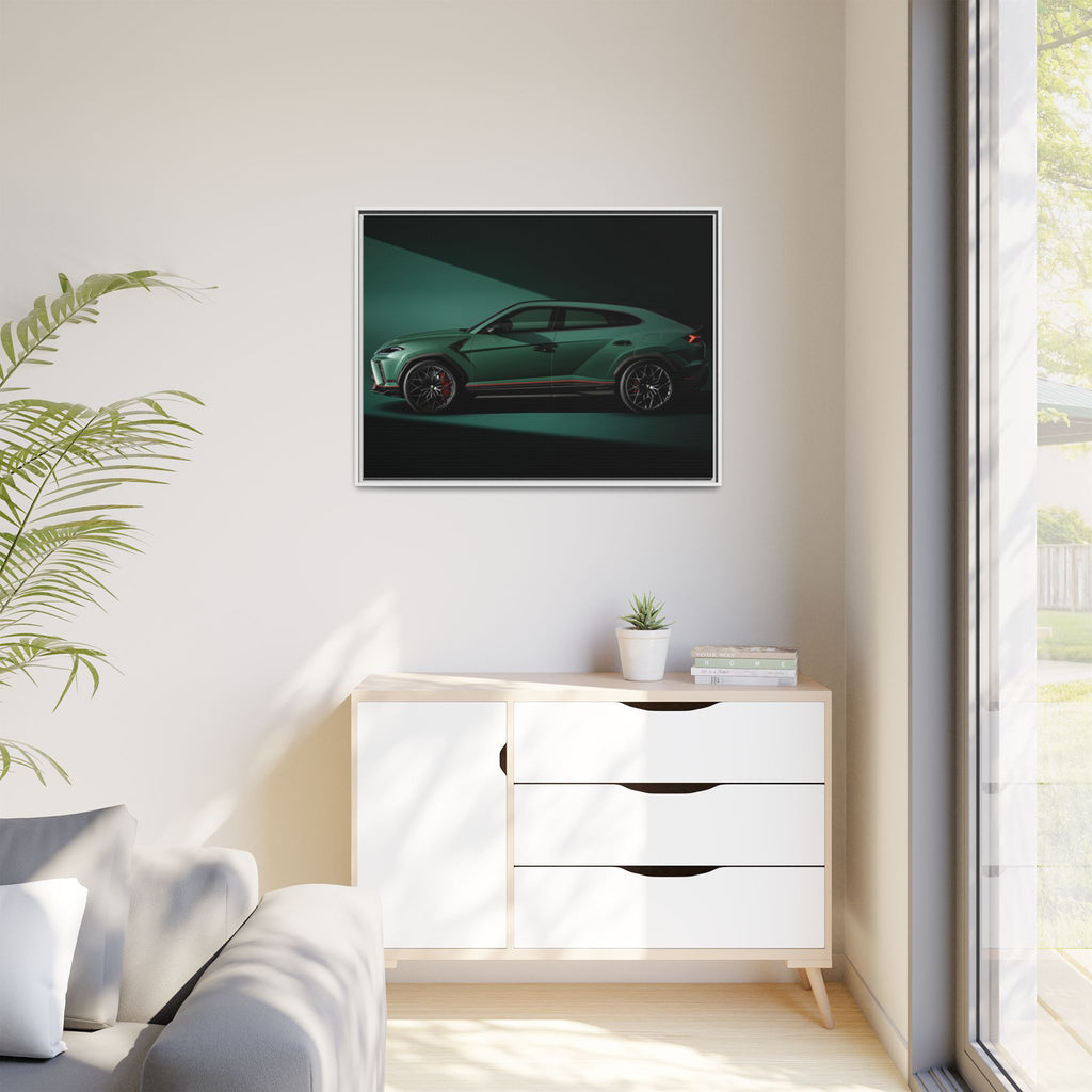 Framed Matte Canvas Print — Emerald Sports SUV Wall Art