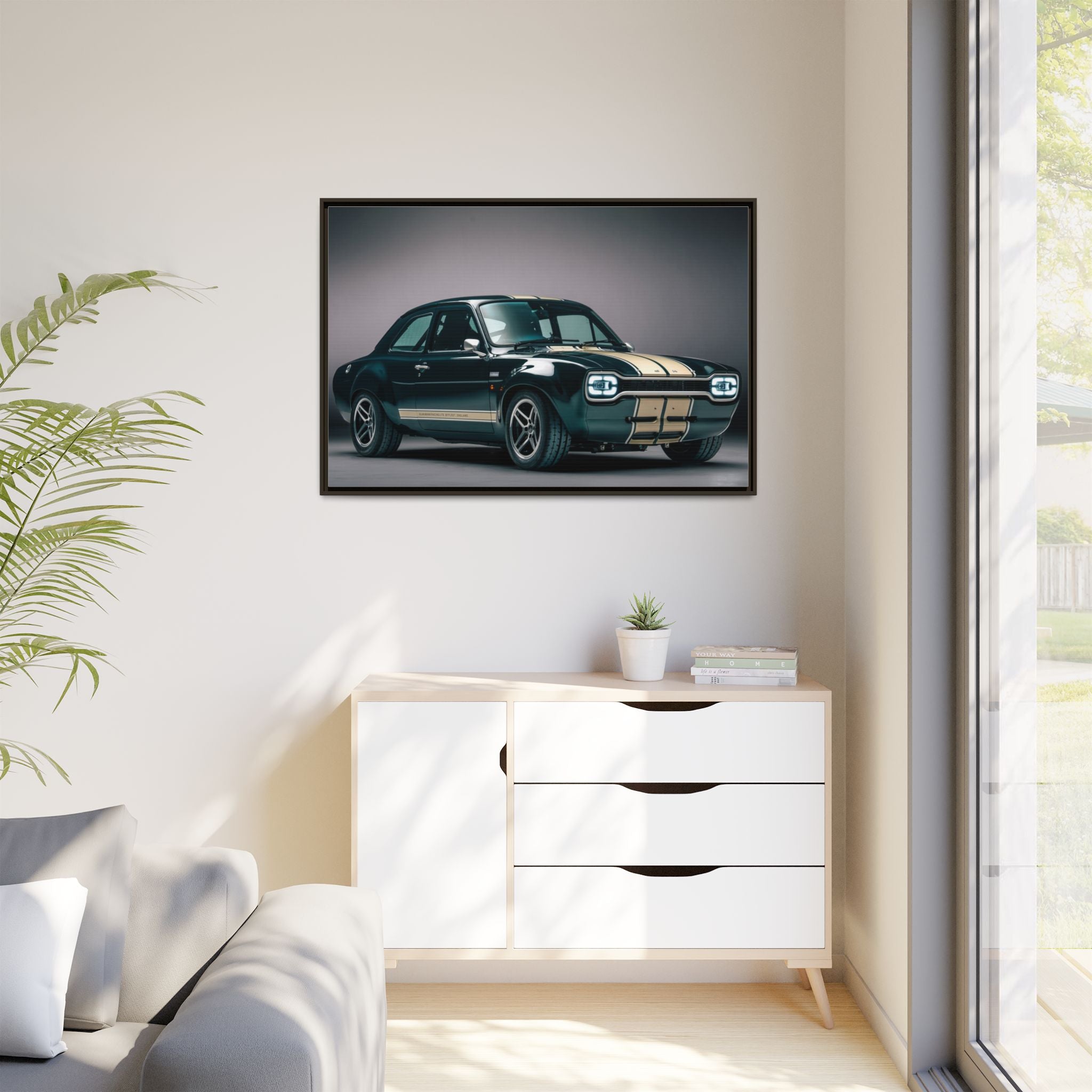 Framed Matte Canvas – Classic Retro Muscle Car Wall Art