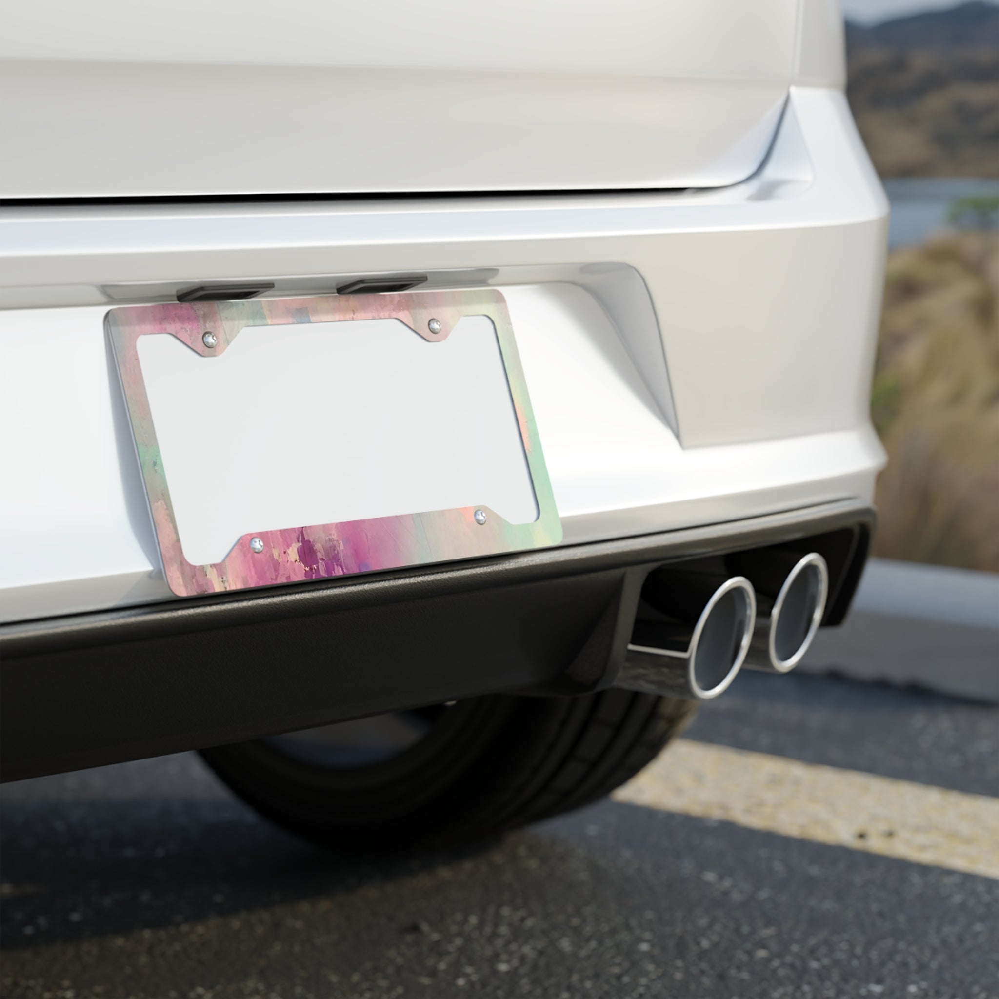 Pastel Watercolor Metal License Plate Frame
