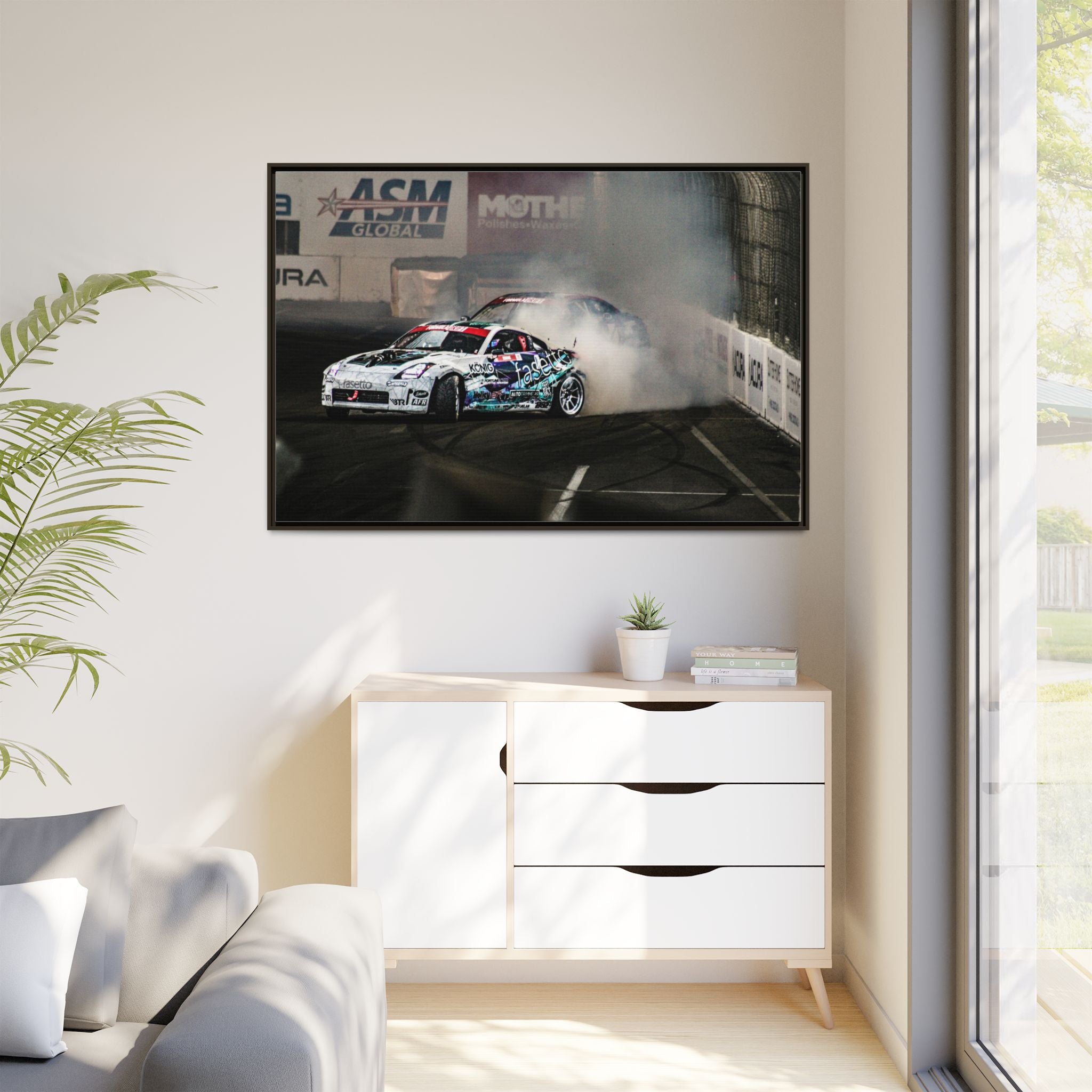 Drift Racing Canvas Print — Framed Matte Automotive Wall Art