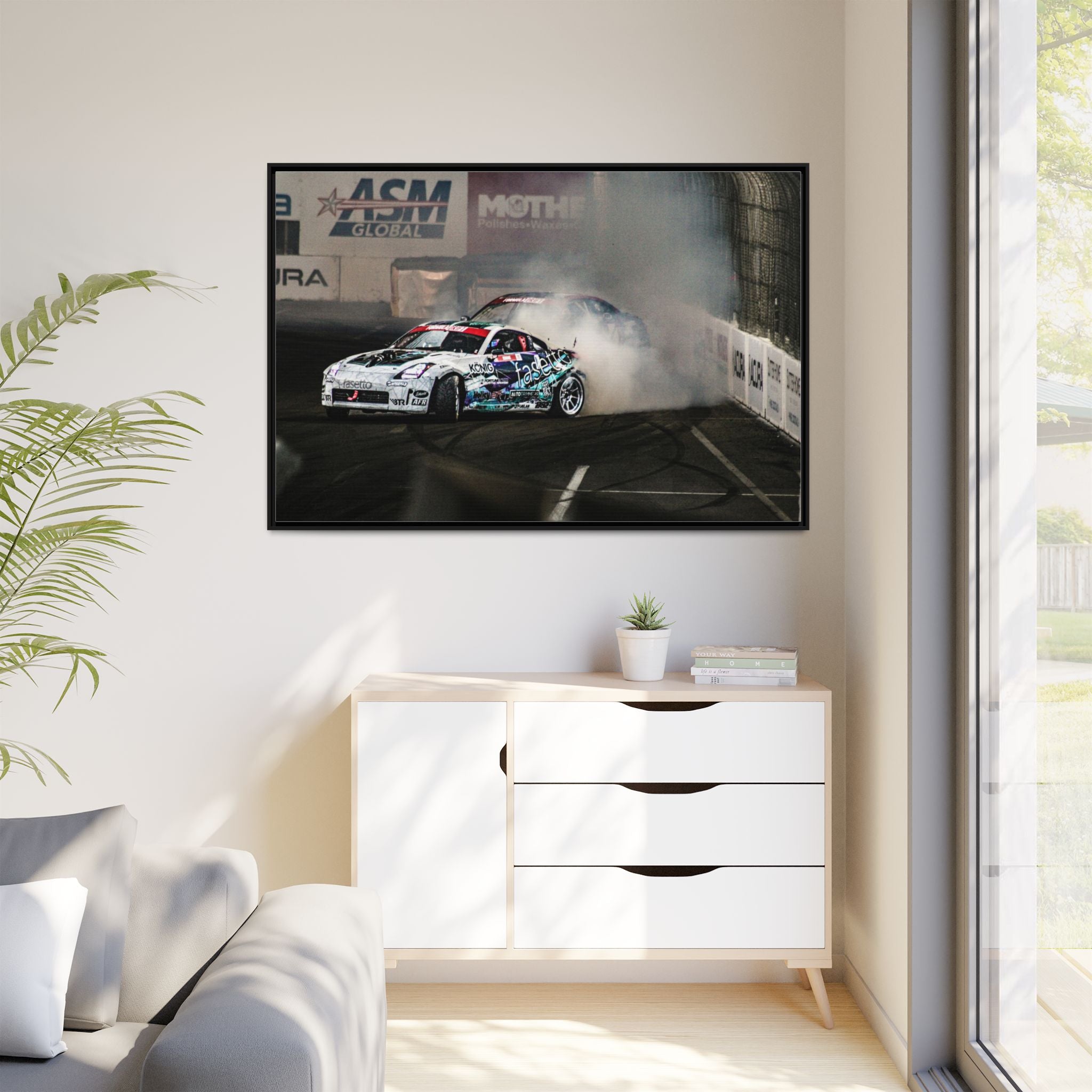 Drift Racing Canvas Print — Framed Matte Automotive Wall Art