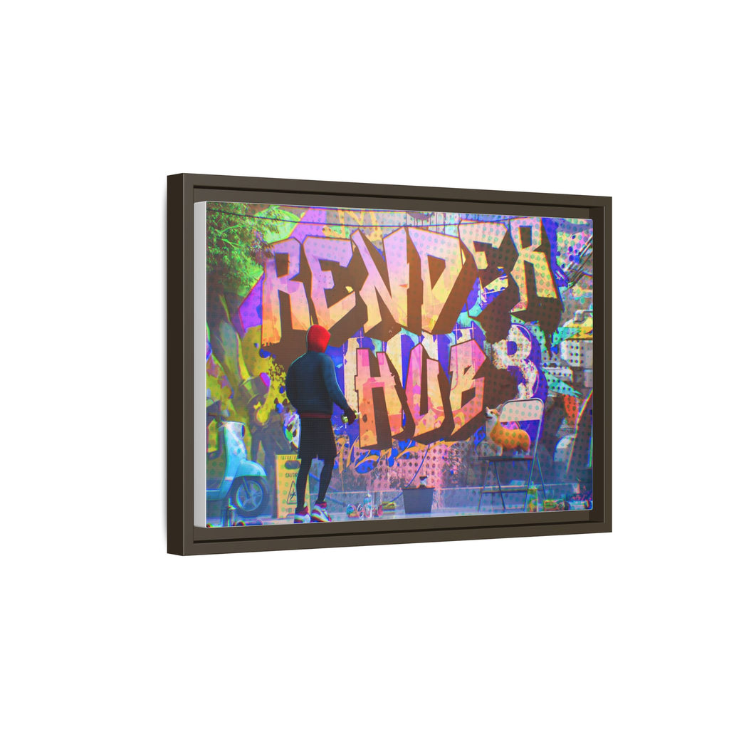 Graffiti Street Art Matte Canvas Framed Print — 'Render Hub' Urban Wall Decor