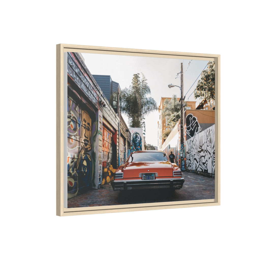 Vintage Chevrolet in Graffiti Alley — Framed Matte Canvas Wall Art