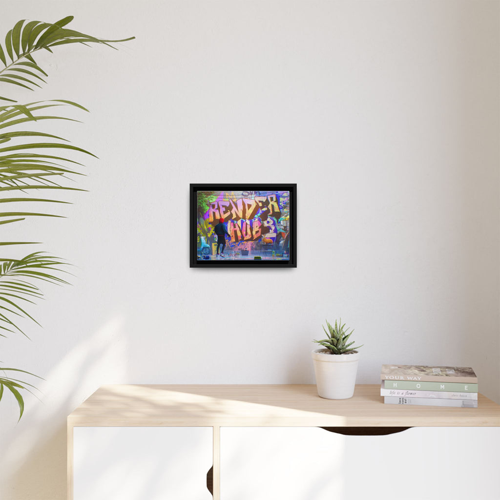 Graffiti Street Art Matte Canvas Framed Print — 'Render Hub' Urban Wall Decor