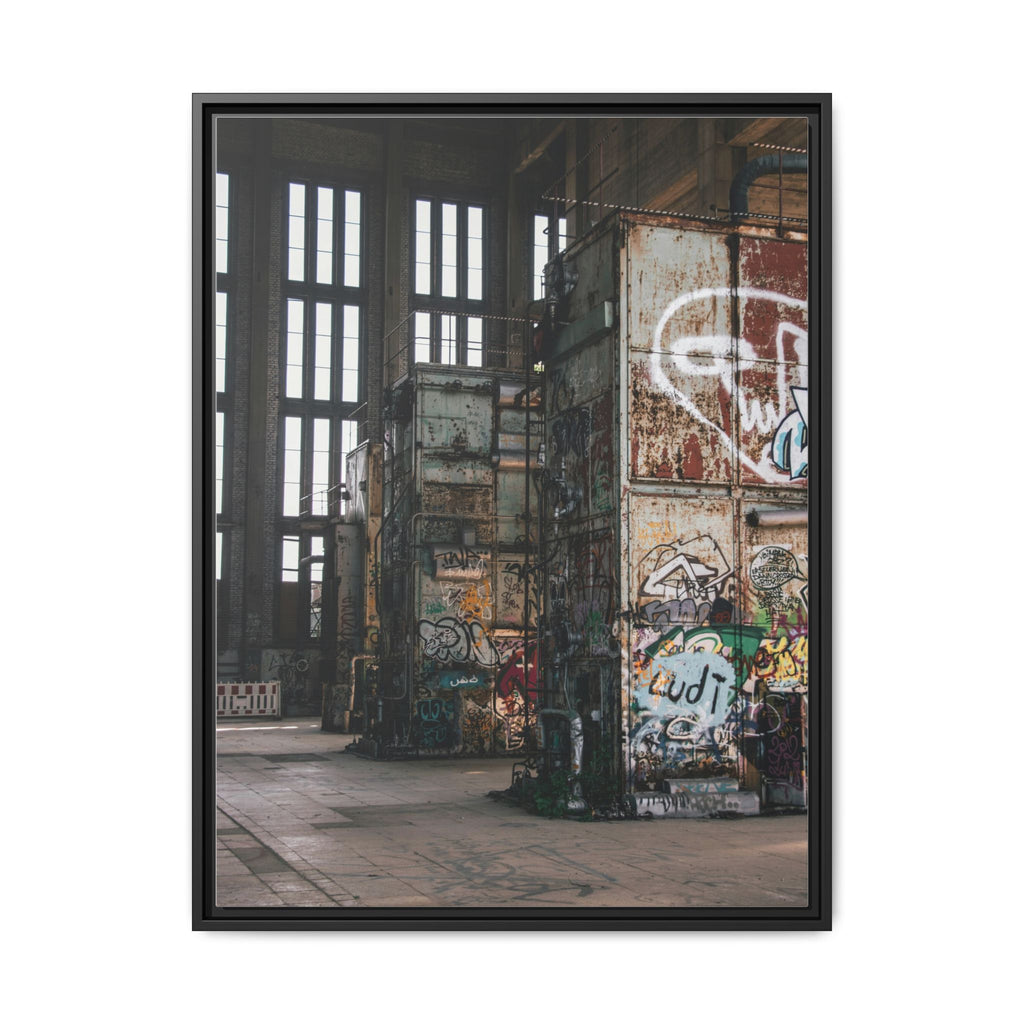 Urban Graffiti Ruins Matte Framed Canvas