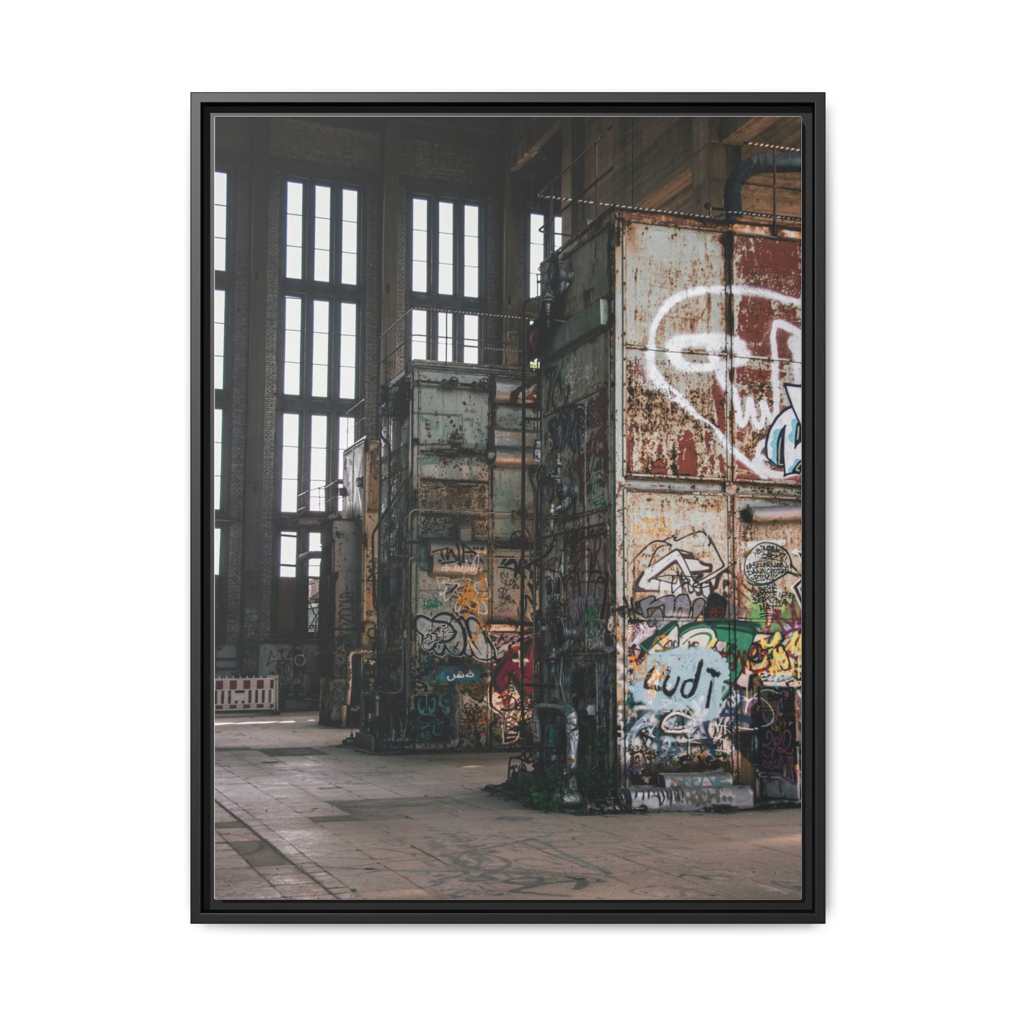 Urban Graffiti Ruins Matte Framed Canvas