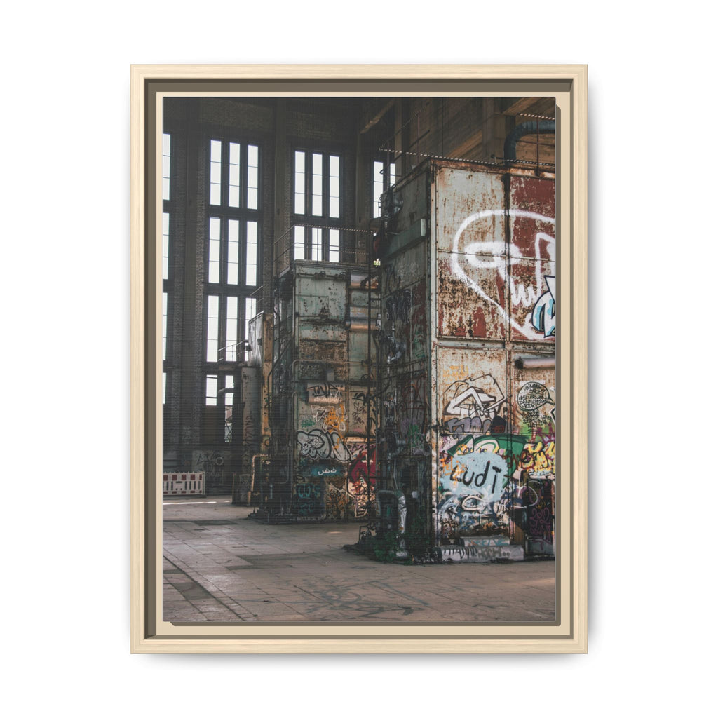 Urban Graffiti Ruins Matte Framed Canvas
