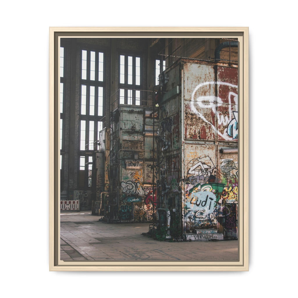 Urban Graffiti Ruins Matte Framed Canvas