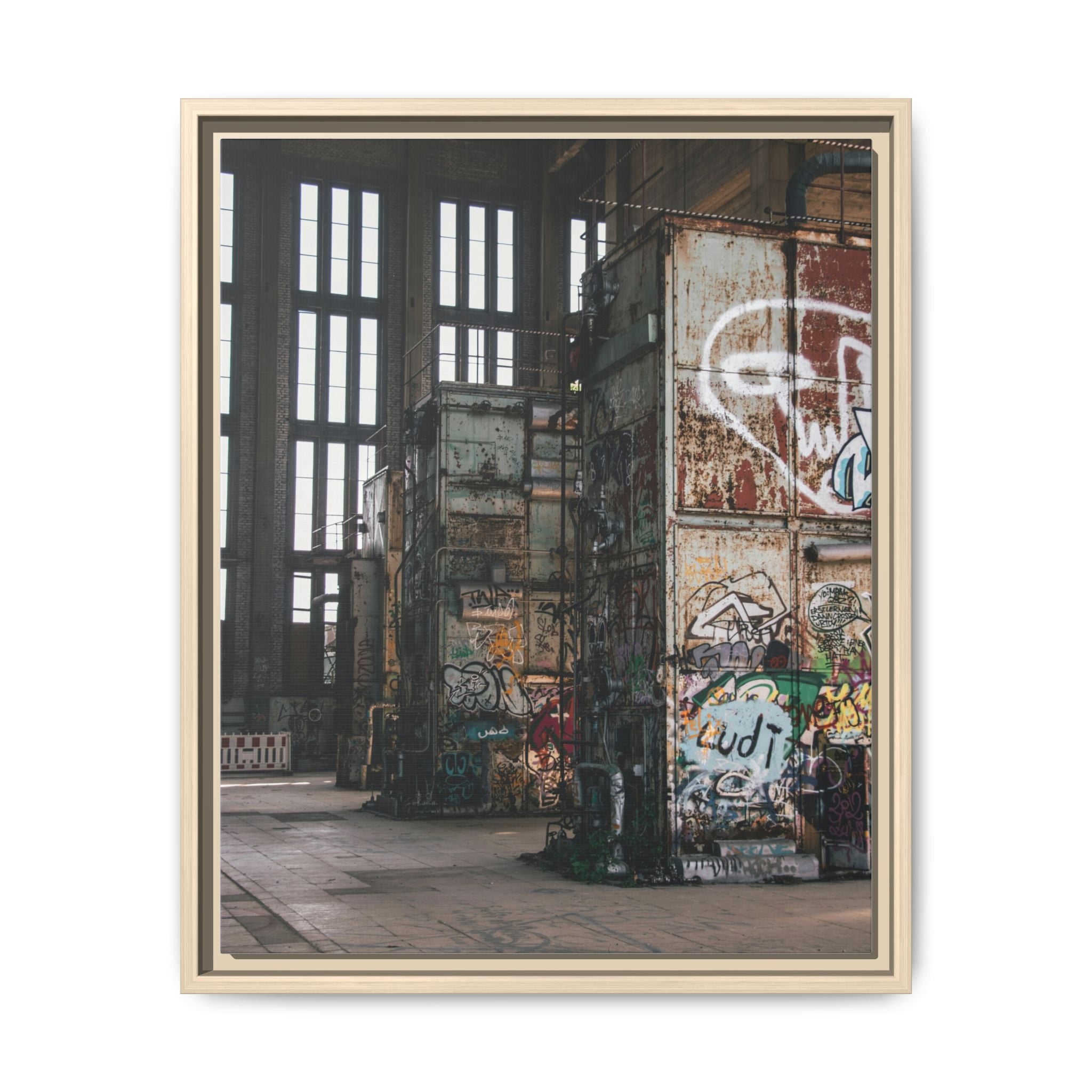 Urban Graffiti Ruins Matte Framed Canvas
