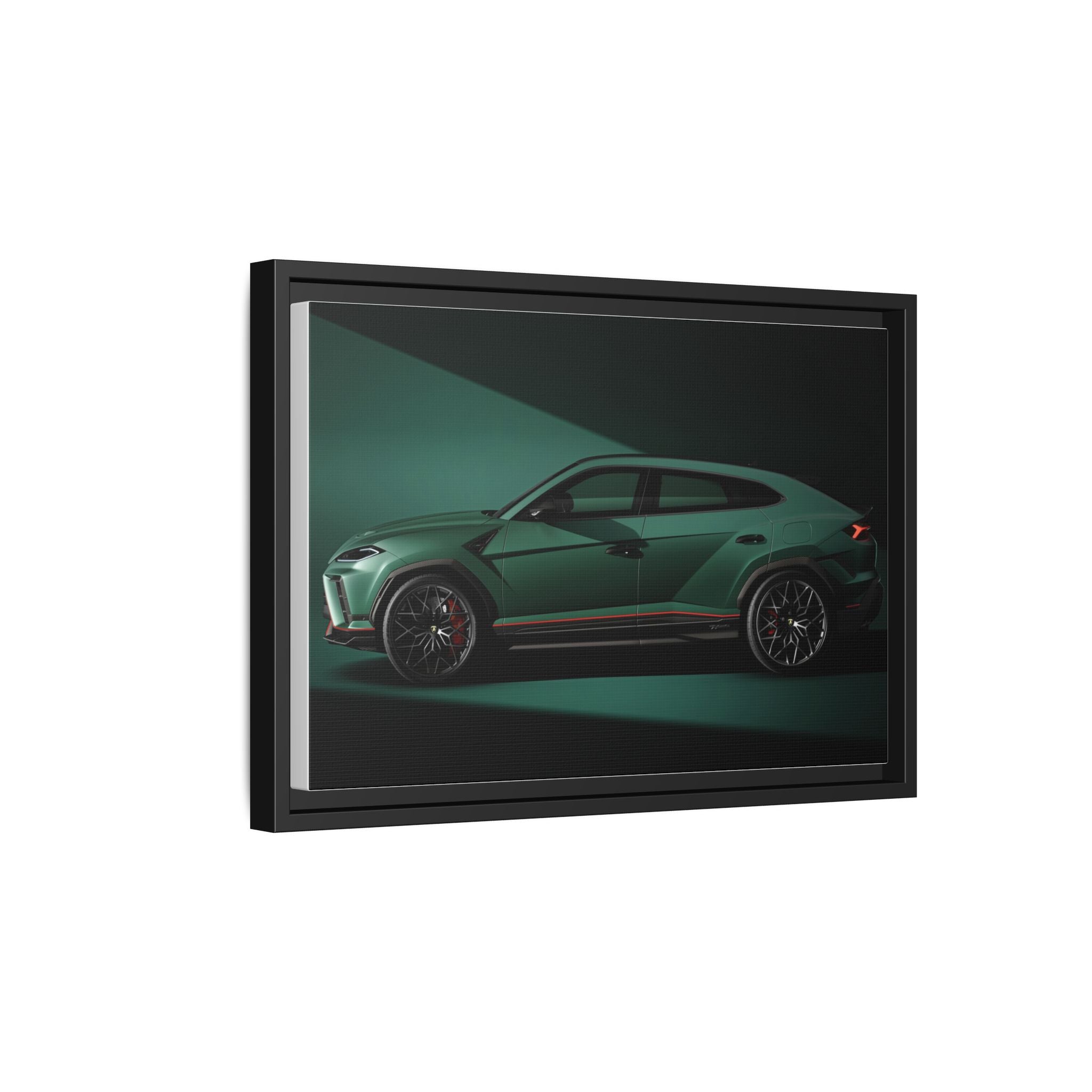 Framed Matte Canvas Print — Emerald Sports SUV Wall Art