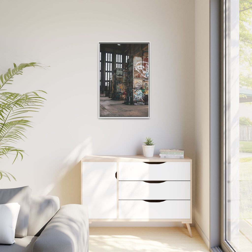 Urban Graffiti Ruins Matte Framed Canvas