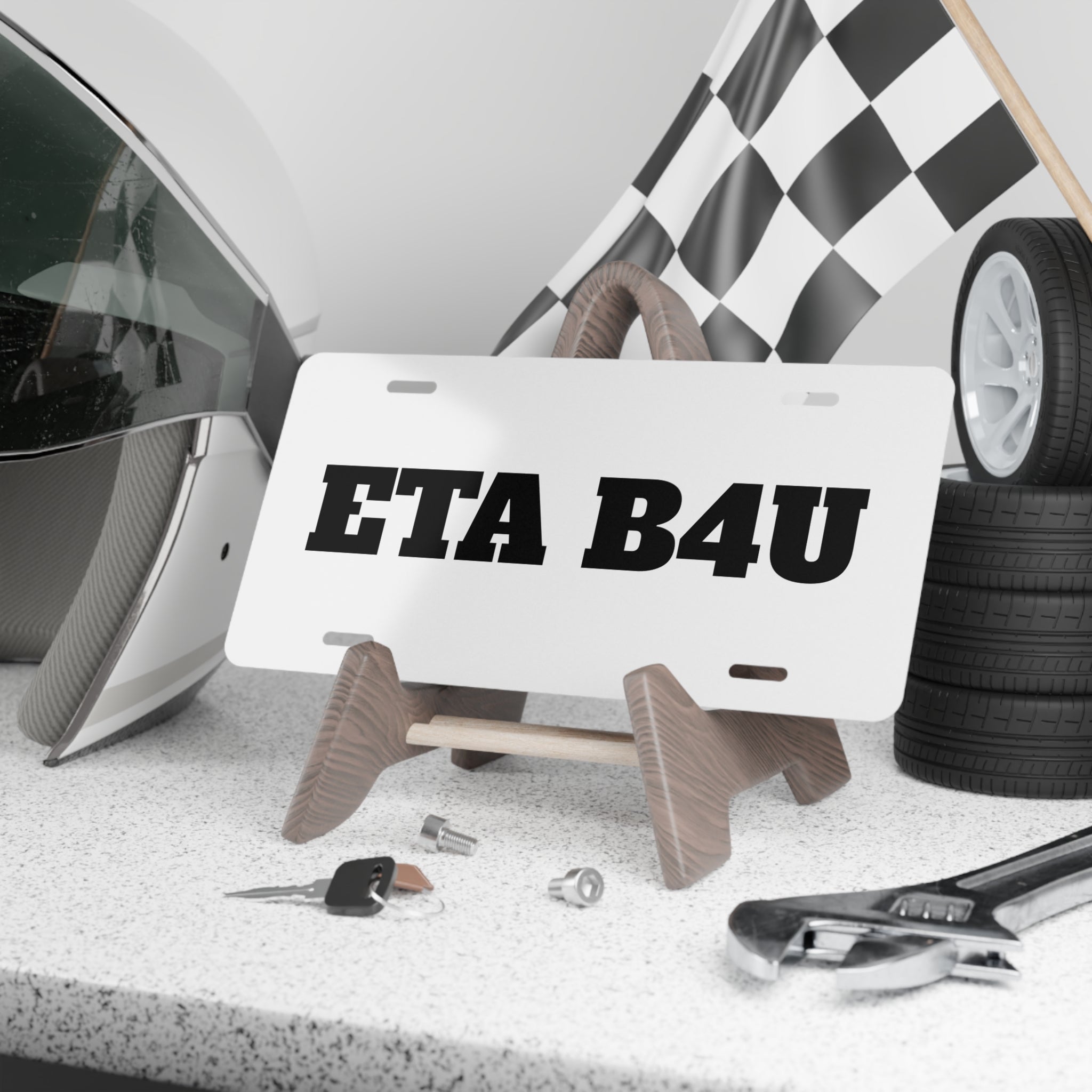 ETA B4U Aluminum Vanity Plate Front License Plate — Personalized Novelty Car Tag