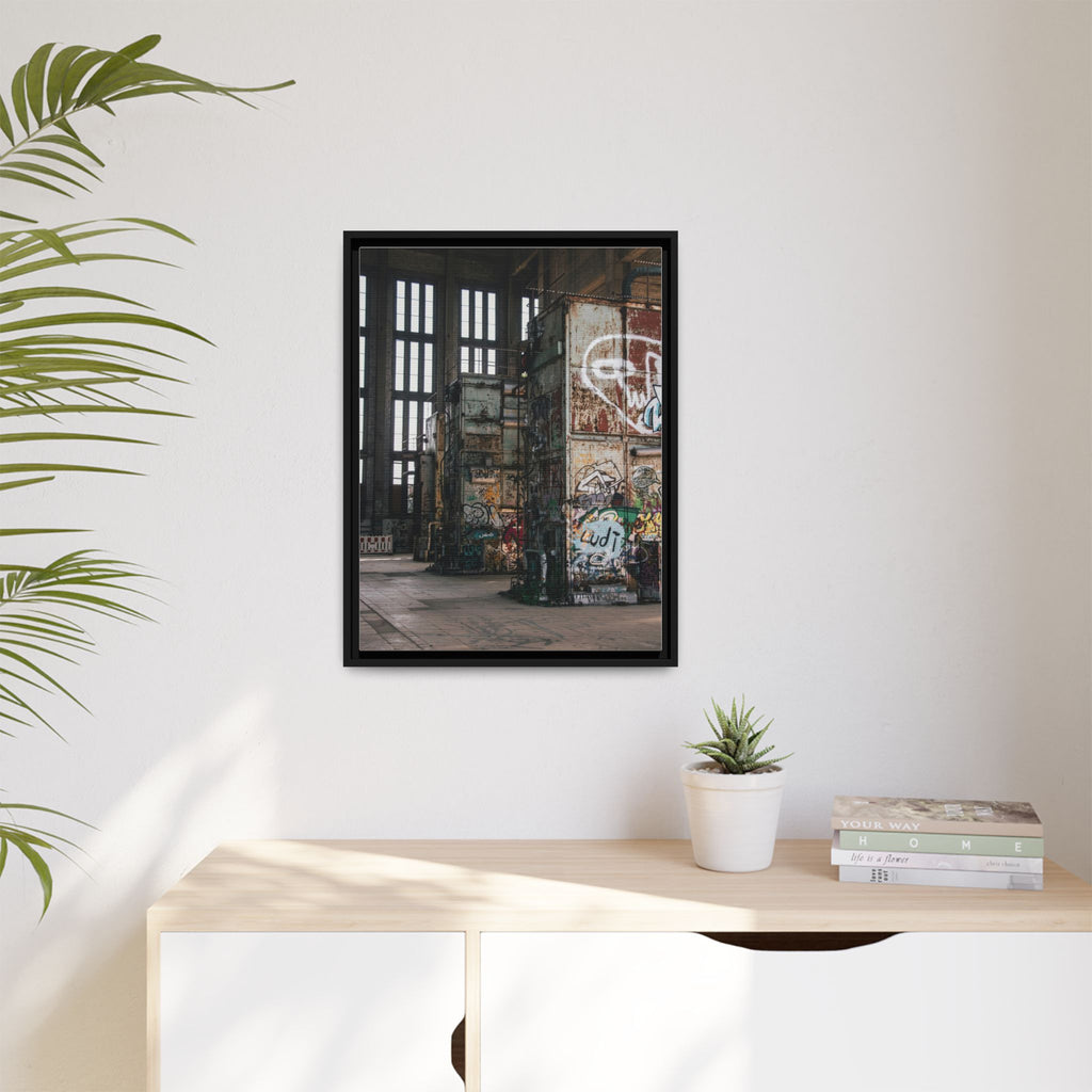 Urban Graffiti Ruins Matte Framed Canvas