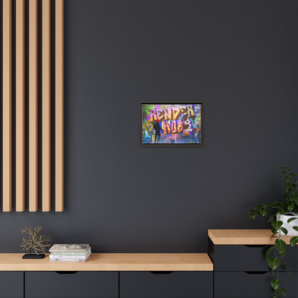 Graffiti Street Art Matte Canvas Framed Print — 'Render Hub' Urban Wall Decor
