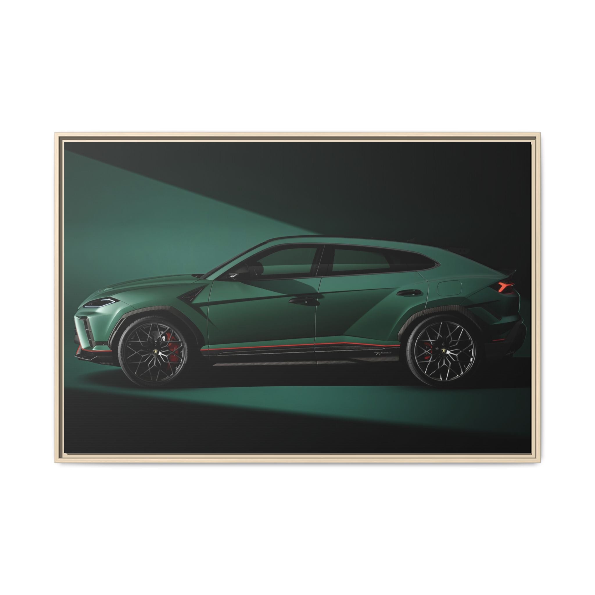 Framed Matte Canvas Print — Emerald Sports SUV Wall Art