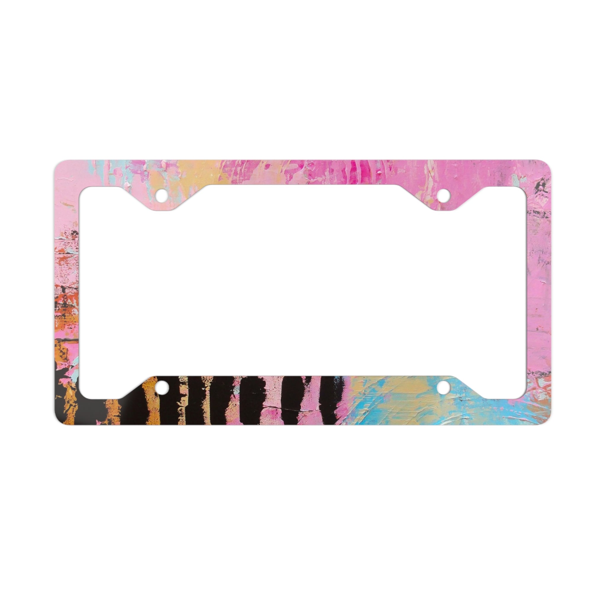 Abstract Pink Marble Metal License Plate Frame