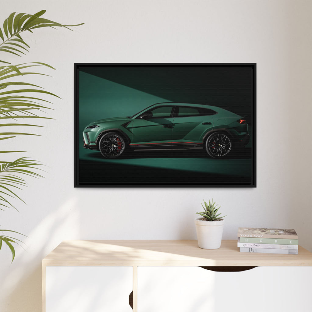 Framed Matte Canvas Print — Emerald Sports SUV Wall Art