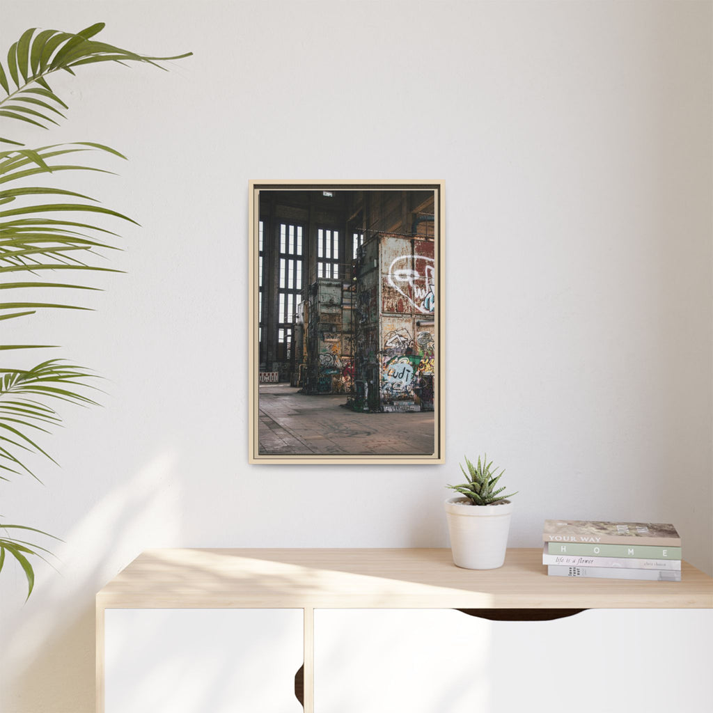 Urban Graffiti Ruins Matte Framed Canvas