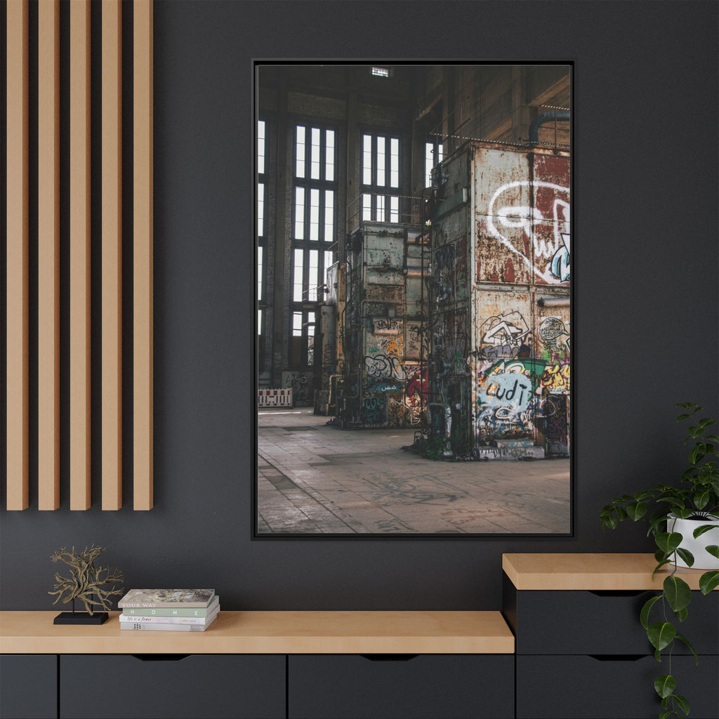 Urban Graffiti Ruins Matte Framed Canvas