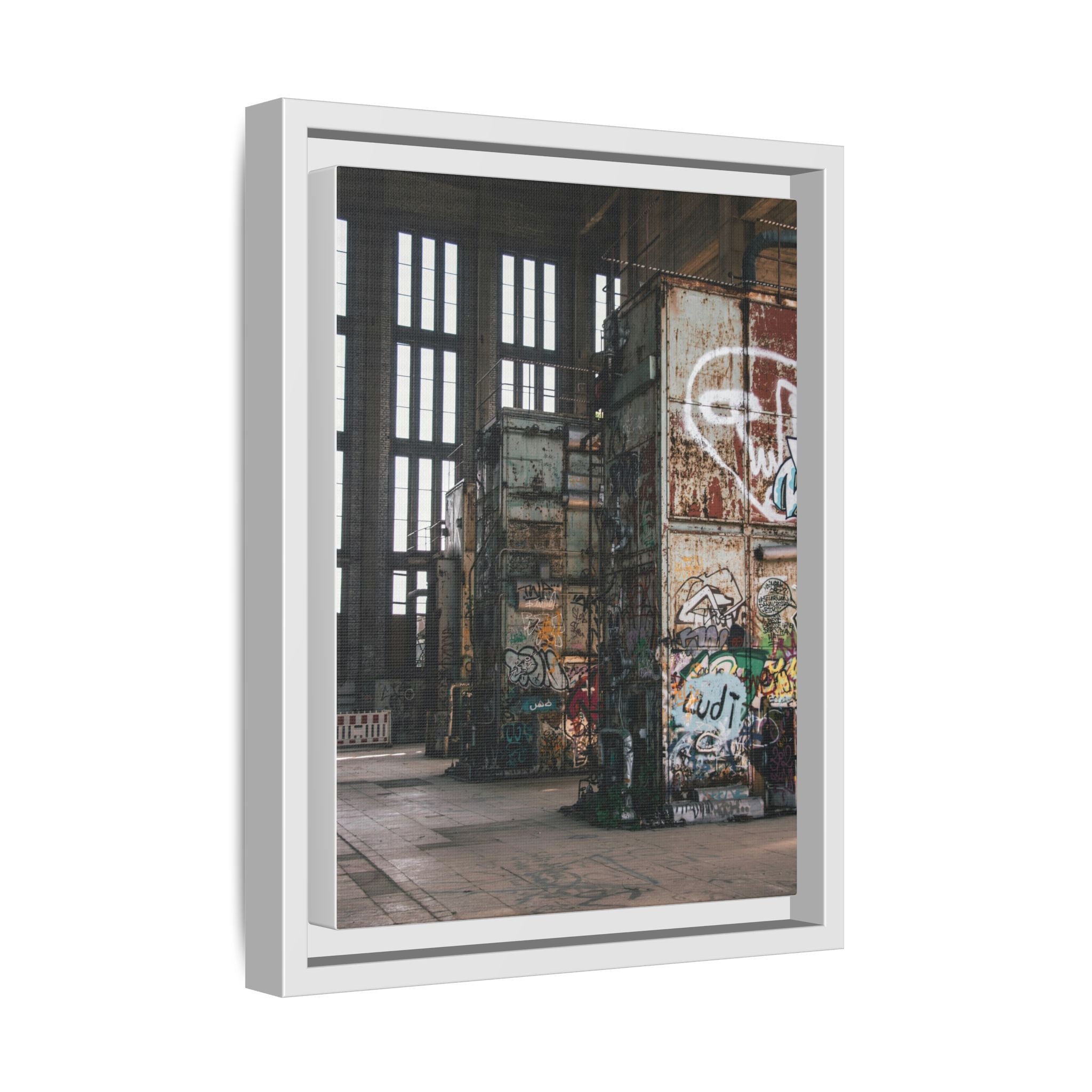 Urban Graffiti Ruins Matte Framed Canvas