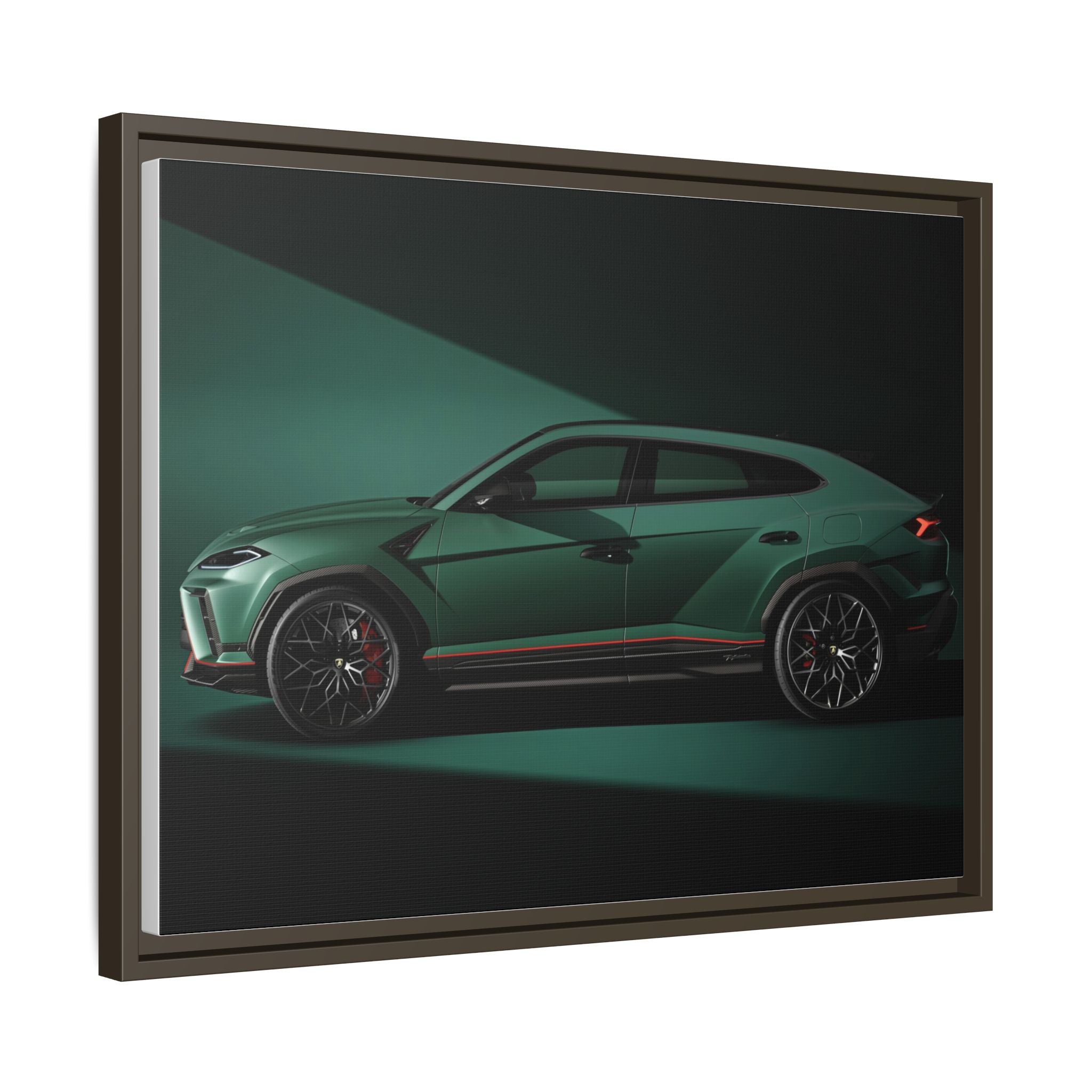 Framed Matte Canvas Print — Emerald Sports SUV Wall Art
